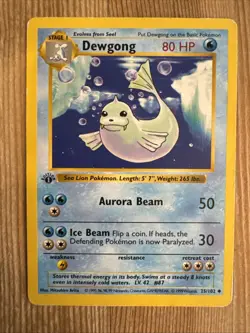 Dewgong 25/102 1999 1st Edition Base Set Pokemon Card WOTC Vintage Uncommon - HP - Image 1