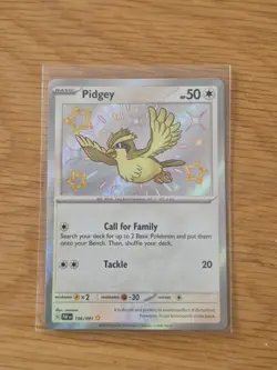 Pokemon Card TCG Pidgey 196/091 Paldean Fates Shiny Rare Holo English Near Mint - Image 1