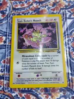 Pokemon Card - WoTC Black Star Promo Team Rocket's Meowth #18 LP - Image 1