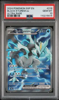 2024 Pokemon Surging Sparks #218 Black Kyurem EX Ultra Rare PSA 10 Card GEM MINT - Image 1