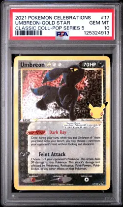 2021 POKEMON CELEBRATIONS CLASSIC COLL #17 UMBREON-GOLD STAR PSA 10 - Image 1