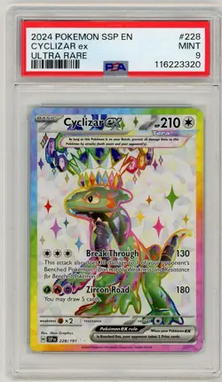2024 Pokemon Surging Sparks Cyclizar EX Ultra Rare #228 PSA 9 Mint - Image 1