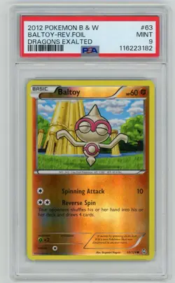 2012 Pokemon Black & White Dragons Exalted Baltoy Reverse Holo #63 PSA 9 Mint - Image 1