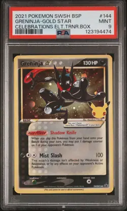 2021 POKEMON SWSH BLACK STAR PROMO #144 GRENINJA-GOLD STAR CELEBRATIONS PSA 9 - Image 1