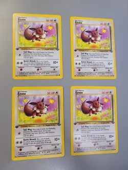 Pokemon Lot 4 Vintage 1999 Pokemon Cards Base Eevee 1st Edition Jungle DPK 504 - Image 1