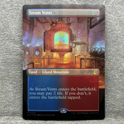 MTG Steam Vents (Borderless) - Ravnica: Clue Edition (CLU) #280 Foil NM - Image 1