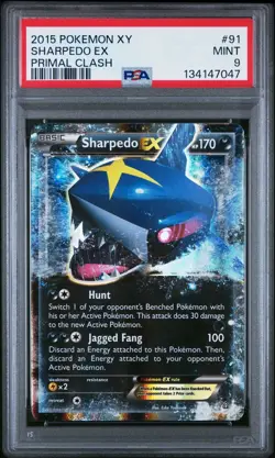 2015 Pokemon XY Primal Clash Sharpedo EX 91/160 #91 PSA 9 - Image 3