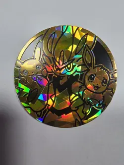 Pokemon TCG - Pikachu Cinderace Eevee Battle Academy Jumbo Coin - Cracked Ice - Image 1