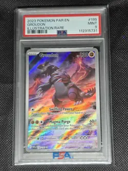 2023 Pokemon Par En-Paradox Rift #199 Groudon Illustration Rare PSA 9 - Image 1