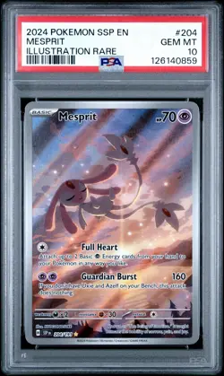 2024 POKEMON SSP EN-SURGING SPARKS ILLUSTRATION RARE #204 MESPRIT PSA 10 - Image 1