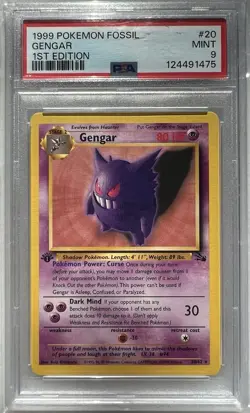 Gengar #20 1st Edition Non Holo Fossil Set PSA 9 Mint VINTAGE WOTC Pokemon 1999 - Image 1