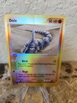 Onix 71/100 Common EX Sandstorm Pokemon Card A top crease - Image 1