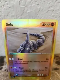 Onix 71/100 Common EX Sandstorm Pokemon Card A top crease - Image 2