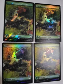 MTG FALLOUT FOREST 4X LAND ALL FOIL 1 IS SURGE SET ART EX-MINT FREE SHIP!! - Image 1