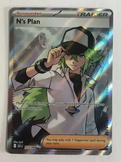Pokemon TCG Black Bolt Full Art N's Plan 163/080 Near Mint - Image 1