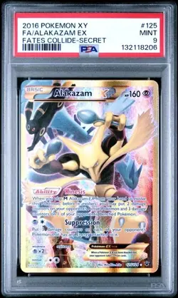 2016 Pokemon XY Fates Collide #125/124 Alakazam Ex Full Art PSA 9 Mint - Image 1
