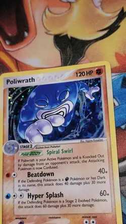Poliwrath 11/115 EX Unseen Forces Holo Rare Pokemon Card TCG *SWIRL* LP - Image 4