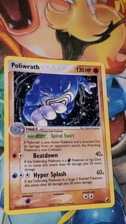 Poliwrath 11/115 EX Unseen Forces Holo Rare Pokemon Card TCG *SWIRL* LP - Image 5