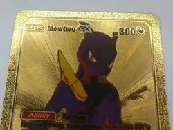 Pokemon Mewtwo GX Gold Metal Fan Art Collector Card - 300 HP - 9/100 Excellent - Image 2
