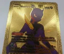 Pokemon Mewtwo GX Gold Metal Fan Art Collector Card - 300 HP - 9/100 Excellent - Image 3