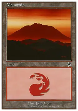 Mountain (166) Starter 1999 Magic: the Gathering Heavily Played, English - Image 1