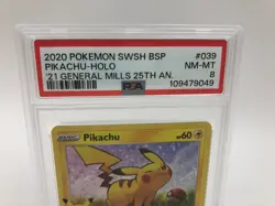 2020 POKEMON SWSH BSP Card PIKACHU HOLO #039 General Mills 25th Ann. grade PSA 8 - Image 3