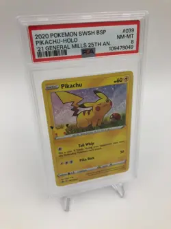 2020 POKEMON SWSH BSP Card PIKACHU HOLO #039 General Mills 25th Ann. grade PSA 8 - Image 5