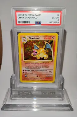1999 POKEMON Base Set Unlimited #4 CHARIZARD-HOLO PSA 6 Excellent - Mint - Image 1