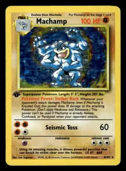 Machamp 8/102 Holo Rare Base Set Pokemon Card - 2 - Image 1