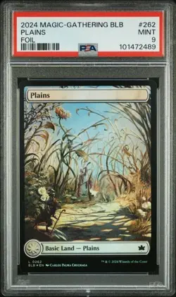 2024 MTG Bloomburrow Plains FOIL FULL ART #262 PSA 9 MINT - Image 1