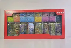 Pokemon TCG Costco Prismatic Evolutions 8-Pack Mini Tins SV8.5 Factory Sealed - Image 2