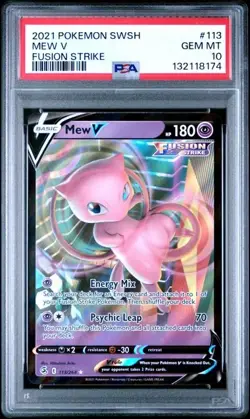 Mew V - 113/264 - Pokemon Fusion Strike Sword & Shield Ultra Rare PSA 10 GM MINT - Image 1