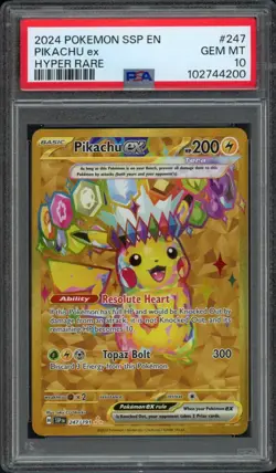 2024 Pokemon Surging Sparks Pikachu EX 247/191 PSA 10 Gem Mint Hyper Rare - Image 1