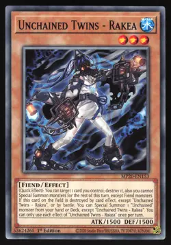 Unchained Twins - Rakea - MP20-EN153 - Common - 1st Edition Yugioh - Image 1