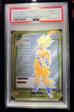 2025 DRAGON BALL SUPER CARD FUSION WORLD MANGA #FB05-119 SON GOKU S.R PSA 10 - Image 1