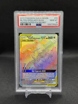 2019 Pokemon Hidden Fates Moltres & Zapdos & Articuno GX Secret #69 PSA 10 GM - Image 1