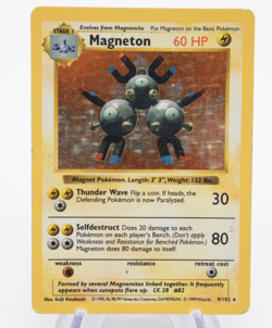 1999 POKEMON SET SHADOWLESS #9/102 MAGNETON HOLO RARE WOTC MP - Image 1