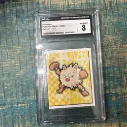 Pokemon Merlin Series 1 #172 Primeape Sticker (1998) CGC 8 - Image 1