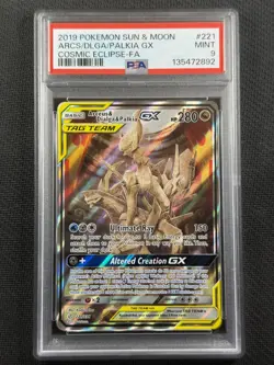 Pokemon Cards PSA 9 Mint Arceus Dialga Palkia Gx Cosmic Eclipse Tag Team 221/236 - Image 1