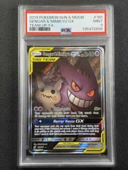 Pokemon Cards PSA 9 Mint Gengar & Mimikyu Gx Team Up Tag Team S&M 2019 165/181 - Image 1