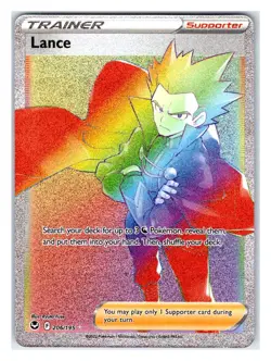 Pokemon TCG - Lance (Secret) - SWSH12: Silver Tempest 206/195 Secret Rare Holo - Image 1