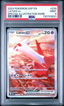 2024 POKEMON SSP EN-SURGING SPARKS SPECIAL ILLUSTRATION RARE LATIAS EX PSA 9 - Image 1