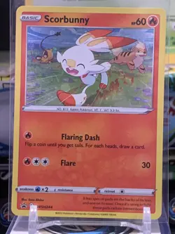Pokemon TCG Scorbunny SWSH Black Star Promos SWSH244 Promo Cosmos Holo Rare 7L - Image 1