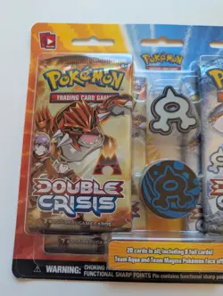 Pokemon Double Crisis 4 Pack Blister With Team Aqua Pin And Coin 2015 Sealed - Image 2