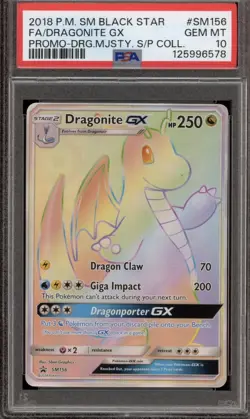 2018 Pokemon Dragon Majesty Dragonite GX Hyper Rainbow Promo Card SM156 PSA 10 - Image 1