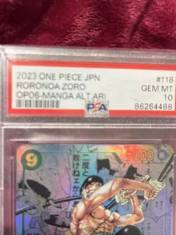 Parallel MANGA ART Japanese PSA One Piece Card Zoro OP06 #118 GEM MT 10 Sec - Image 5