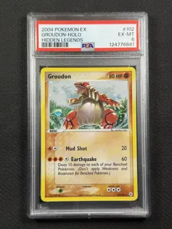 Pokemon Card PSA 6 Ex-Mt Groudon Holo Hidden Legends EX 2004 Secret Rare 102/101 - Image 1