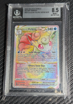 Pokemon Silver Tempest Alolan Vulpix VSTAR RAINBOW SECRET RARE 197/195 BGS 8.5 - Image 2