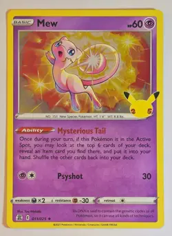 Mew 011/025 Holo LP Celebrations 2021 Pokemon TCG & Bonus Card - Image 2