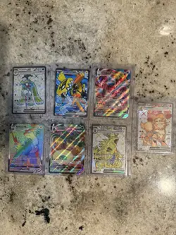 Lot of 7 Ultra Rare Ex and VMAX Pokemon Cards Mint Condition - Image 1